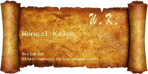 Wenczl Kolos névjegykártya